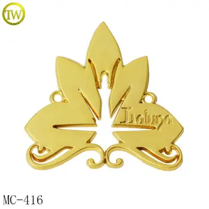 New arrival custom gold tags design women shoes accessory brand logo metal embossed label for coat