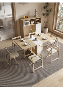 Mesa de Comedor de Madera Simple para Casa Contenedor Moderna, Juego de Sillas Multifuncional Plegable y Extensible <span class=keywords><strong>con</strong></span> <span class=keywords><strong>Ruedas</strong></span> - Product Image 6
