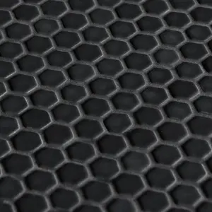 Sunwings Recycled Glass Mosaic Tile | Stock In US | Black Hexagon Matte Mosaics Wall And Floor Tile