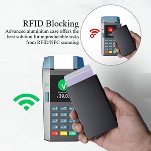 XDH1716 Custom Logo Slim Aluminum Credit Card Holder <b>Wallet</b> for Men RFID Blocking Minimalist <b>Metal</b> Pop up <b>Wallet</b> Card Holder - Product Image 5