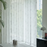 Cortinas Translúcidas Blancas con Rejilla Horizontal ZSTARR, Cortinas Semitranslúcidas que Filtran la Luz con un Sutil Patrón de Bloques para Decoración del Hogar