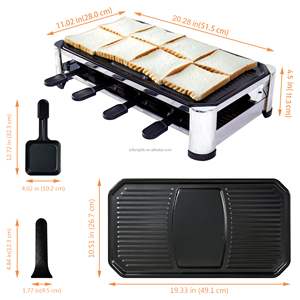 Grill électrique <span class=keywords><strong>raclette</strong></span> 1500W, barbecue de table intérieur pour 8 personnes avec fonduur de fromage et plaques antiadhésives pour les fêtes - Product Image 4