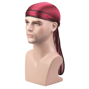 Nouveau rouge unisexe soyeux satin longue queue chapeau de pirate élastique cap la <span class=keywords><strong>chimiothérapie</strong></span> chapeau durag soyeux pour hommes - Product Image 5
