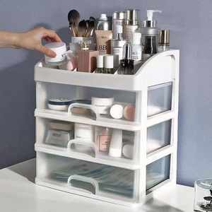 Boîte de rangement pour produits de soin de la peau avec <span class=keywords><strong>tiroirs</strong></span>, grande capacité, organisateur de maquillage pour dortoir et commode - Product Image 2