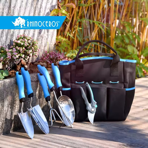Rhinoceros, hoja de acero inoxidable de alta resistencia, mango de PP azul, cultivador, cuchara, juego de herramientas manuales de jardinería ecológica - Product Image 5