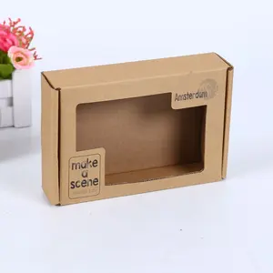 Venta al por mayor E flauta artesanía papel corrugado cajas cosméticos y Peluca de pelo envío buzón con ventana