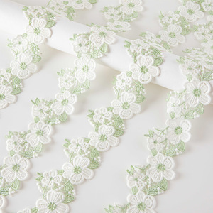 20 Yards/Packung breite 50 mm Bunt wasser löslich 2 Töne Spitzen besatz Polyester Barcode Blätter Spitzen band für Kleid - Product Image 3