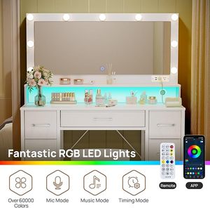 Tocador Moderno de Alta Calidad Phoenix Home con 7 Cajones y Espejo LED para Dormitorio - Product Image 5