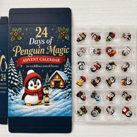 Nouveauté : Calendrier de l'Avent Pingouin avec pendentifs en acrylique et boîte surprise pour le compte à rebours de Noël
