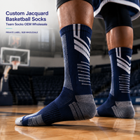 Chaussettes de sport en jacquard B2B pour équipes de basketball, pour kits d'équipe et programmes d'entraînement, avec options de tailles.