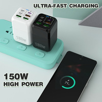 Cargador Rápido Transfronterizo de 150W con 6 Puertos QC3.0, 5V/3A, Europeo, Americano, Británico, para Laptop, Teléfono Móvil, Auriculares, Cámara, 3USB+3PD