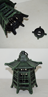 Lampe pagode hexagonale en fonte orientale vintage Bougeoir Lanterne à usage intensif Porte-bougies