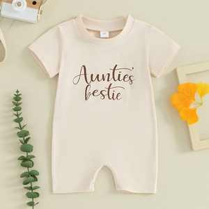 Nouveau-né bébé vêtements infantile enfant en bas âge à manches courtes body vêtements tantes Bestie imprimer bébé combinaison combishort - Product Image 5