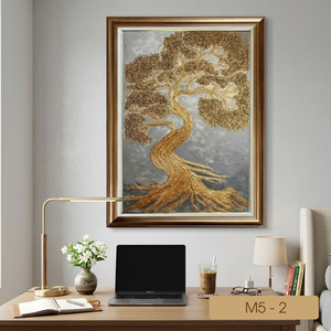 Arte Mural Premium de Paisaje Montañoso con Hojas Doradas, Hecho a Mano en Vietnam, Decoración de Interiores OEM ODM, Modelo M5-2 - Product Image 2