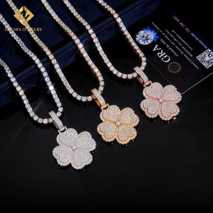 Novedades en Joyería, Probador de Diamantes, Colgante de Moissanita con Diseño de Trébol, Joyería Hip Hop, Colgante de Moissanita Personalizado - Product Image 6