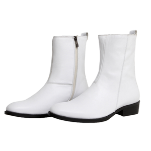 Bottes Martin en cuir de vachette à semelle épaisse, fermeture éclair latérale en cuir véritable, motifs sculptés à la main de style anglais - Product Image 1