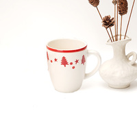 Assiettes et bols en céramique blanche 20 pièces, tasses, arbres rouges, étoiles, grès, ensemble de dîner, éléments de Noël, ensembles de vaisselle pour restaurants