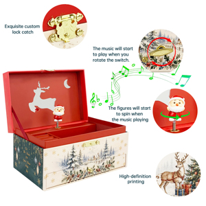 Boîte à bijoux musicale personnalisée <span class=keywords><strong>de</strong></span> <span class=keywords><strong>Noël</strong></span> avec tiroirs, motif cerf hivernal, figurine rotative, cadeau <span class=keywords><strong>de</strong></span> vacances, boîte à <span class=keywords><strong>musique</strong></span> d'usine - Product Image 4