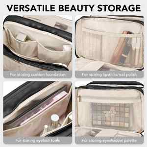 Ensemble de trousses de maquillage personnalisées avec initiales, ouverture à plat, trousse de toilette de voyage - Product Image 4