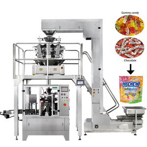 Multifunctionele stand-up ritszak verpakking gummy candy voorgemaakte zakzak verpakking vulmachine