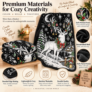 Christmas Coloring Throw <b>Blanket</b> <b>Plush</b> Rectangular Doodle <b>Blanket</b> For Kids And Adults With 24 Color Fabric Markers - Product Image 6