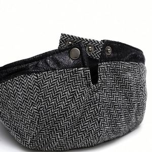 Casquette Peaky Caps en cuir PU style britannique, motif chevrons, en tweed, pour l'automne et l'hiver, chapeau béret chaud, style Ivy - Product Image 3