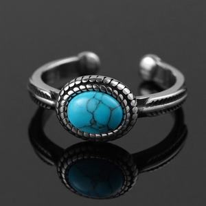 ชุดเครื่องประดับสไตล์วินเทจยุโรปอเมริกันตะวันตก กำไลข้อมือและแหวนสแตนเลสชุบทองประดับเทอร์ควอยซ์และมุก ดีไซน์ไม่ซ้ำใคร - Product Image 4