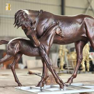 Sculptures de <span class=keywords><strong>poulain</strong></span> et de jumente en bronze grandeur nature RELONG, statues personnalisables, décoration de jardin extérieur à vendre - Product Image 5