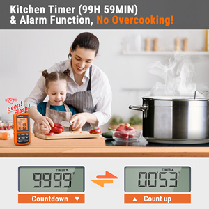เทอร์โมมิเตอร์ดิจิตอลไร้สาย ThermoPro TP20C แบบสองหัววัด <span class=keywords><strong>ค</strong></span>วามถี่ 433MHz พร้อมระบบแจ้งเตือน - Product Image 4
