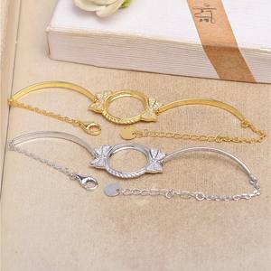 Composants de bijoux en argent S925, style Princesse, pour bracelet à plateau vide avec perle marbrée, 14,5 cm - Product Image 1