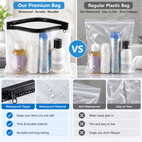 Pochette de maquillage transparente personnalisée avec fermeture éclair, étanche, organiseur de toilette, sac de rangement, étui en PVC transparent, sac cosmétique pour la salle de bain
