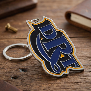 Portachiavi Personalizzati con il Tuo Logo, Placcati in Argento, a Forma di Scudo Irregolare, in Lega di Zinco Smaltata, per Club e Souvenir Aziendali - Product Image 3
