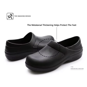 بالجملة للجنسين في جميع الأحوال الجوية استخدام المطبخ إيفا الشيف الأحذية عدم الانزلاق ومقاومة للماء أسود وأبيض سلامة اصبع القدم نمط نعل - Product Image 2