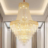 Projet d'éclairage de hauts plafonds de villas décoratives de lustre long d'escalier fait sur commande de hall d'hôtel