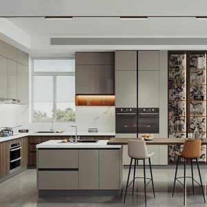 Armario personalizado de nuevo diseño, conjunto modular de fábrica, armario de madera contrachapada moderno, Isla de almacenamiento, armarios de cocina italianos - Product Image 3