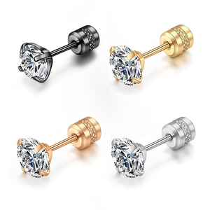 Clous d'oreilles en zircon 20G |   Boucles d'oreilles labret en acier inoxydable plaqué or PVD 18 carats, tige de 0,8 mm, pour piercing de cartilage |   Imperméable et hypoallergénique - Product Image 1