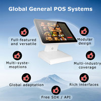 Système de caisse enregistreuse intelligent ComPOSxb POS1619 blanc à double écran WiFi avec fonctions tout-en-un et garantie d'un an