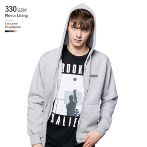 Sudadera con Capucha y Cremallera para Hombre, Forro Polar, Otoño-Invierno, 330 g/m², 52% Algodón, 48% Poliéster, con Logotipo Personalizado - Product Image 1