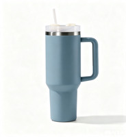 Gobelet isotherme à double paroi en acier inoxydable de 40 oz, fini mat, avec paille, résistant aux chutes, sans BPA, grand format, style américain