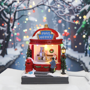 Bureau de poste de Noël avec lumière LED et lettres mobiles Matériau en résine Ornement de Noël Village Noël Père Maison Décor - Product Image 2