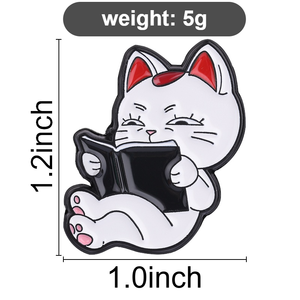 Pin Enamel Lucu Bentuk Kucing Pecinta Buku, Bros Kustom Warna Hitam Berlapis Nikel, Hadiah Promosi untuk Tas Ransel - Product Image 6