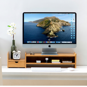 Bamboo Monitor Stand, Desktop Organizer, <b>Computer</b> Laptop Riser - Product Image 1