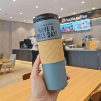 Mug Kopi Stainless Steel Dinding Ganda Botol Air Vakum Desain Kreatif Mug Minum Portabel Cangkir Terisolasi untuk Pelajar
