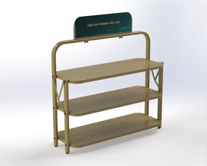 Espositore per scarpe pieghevole in metallo su misura per la casa colore <span class=keywords><strong>rosa</strong></span> verde espositore a 3 livelli moderno e classico - Product Image 5