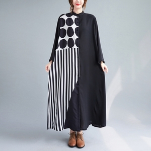 Boutique en gros 2025 automne nouvelle mode col montant à manches longues <span class=keywords><strong>Patchwork</strong></span> décontracté polyvalent robe pour femmes - Product Image 1
