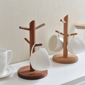 Wooden Jewelry Display <b>Rack</b> Multi-purpose Standing Key Watch Organizer Beechwood Ebony Color <b>Kitchen</b> Countertop <b>Storage</b> - Product Image 3