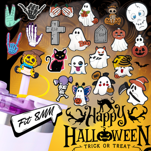 Mềm PVC 8Mm Rơm Topper Halloween Chủ Đề Với Phim Hoạt Hình Quái Vật Ma Cho Đảng Cup Drinkware Rơm Toppers Phụ Kiện - Product Image 1