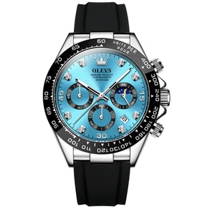 Cronógrafo de marca personalizado, reloj deportivo multifuncional para hombre, resistente al agua, movimiento multifunción, banda de silicona, reloj Masculino - Product Image 1