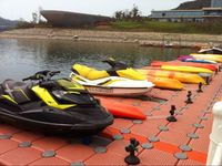 Dock flottant pour jet ski Hisea en forme de U en HDPE, avec 3 rouleaux, charnière de connexion, durée de vie de 15 ans, quai de marina, gris, 13 kg