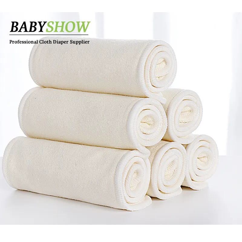 High Quality Cheap Washable Soft Hemp Nappy Liners Inserts 5 layers Baby Cloth Diapers Inserts